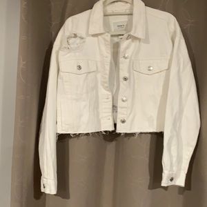 White crop denim jacket